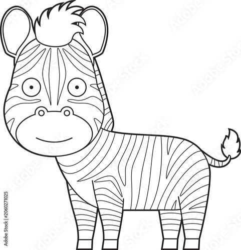 Easy coloring cartoon vector illustration of a zebra isolated on white background