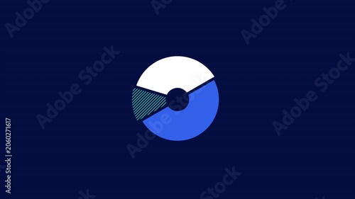 Business infographic element - animated pie chart with 3 slices