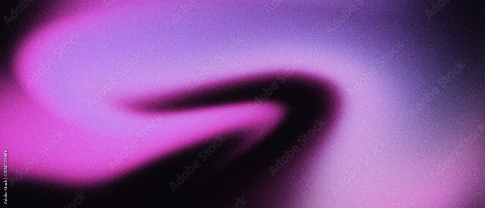 Obraz premium Abstract gradient background with purple and pink blurred light waves. Soft grainy texture on dark violet liquid swirl. Ethereal neon glow wallpaper for modern digital art and web design covers.