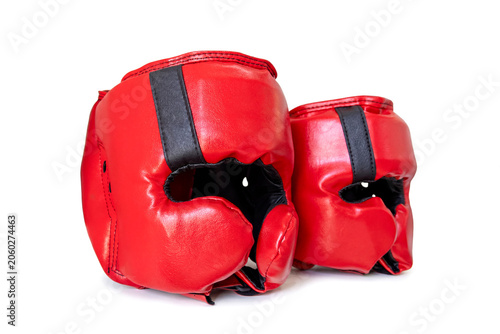 Canvas-taulu Red Boxing Headgear on White Background
