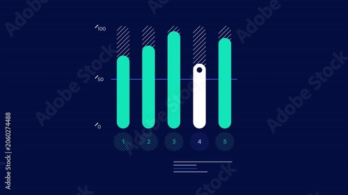 Business infographic element - animated bar chart with a highlighted bar