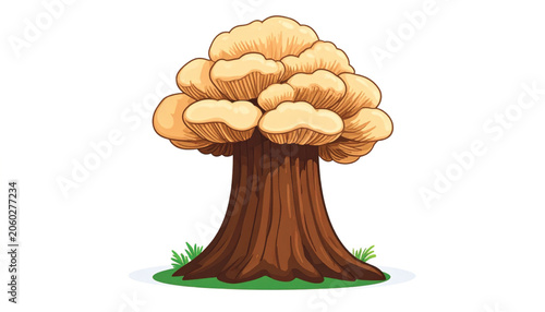 Large Mushroom Growing on Tree Trunk.