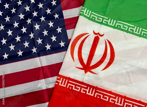 Canvastavla USA and Iran deal concept, Conflict between America and Iran war or fight concept