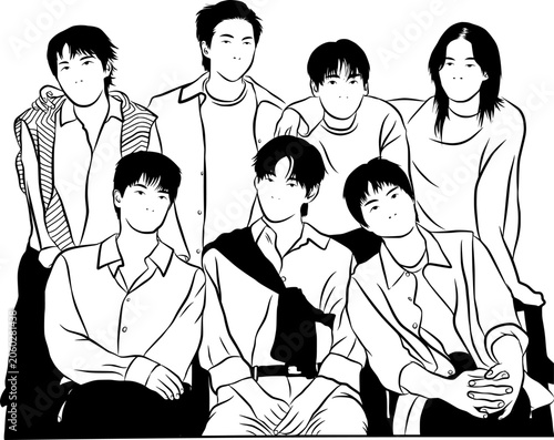 Canvas Print vector illustration of a boy band from South Korea