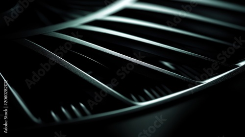 Abstract Close-up of Server Cooling Ventilation Grate with Clean Lines and Ambient Light