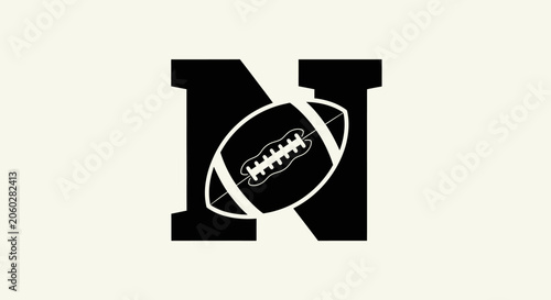 Minimalist black letter N logo with American football icon