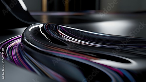 Dynamic Metallic Liquid Surface with Vibrant Color Reflections and Glossy Texture, Abstract Art