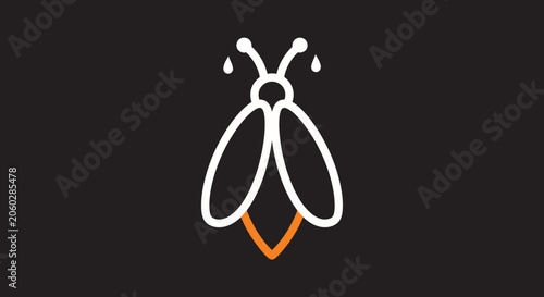 Foto Minimalist firefly line art icon with orange glowing tail