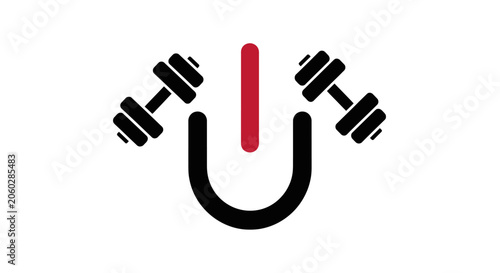 Εκτύπωση καμβά Minimalist fitness power symbol logo with black dumbbells
