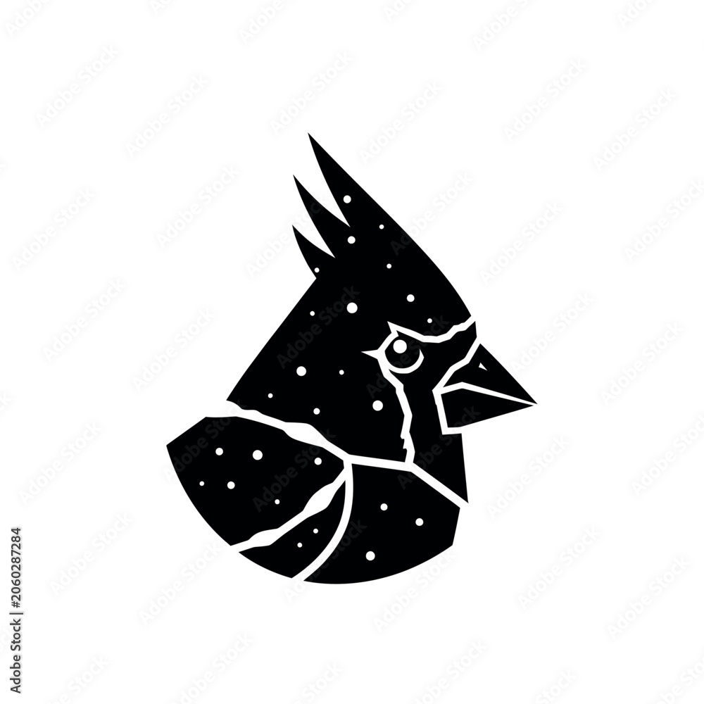 Obraz premium Stylized Cardinal Bird Silhouette with Speckled Pattern.