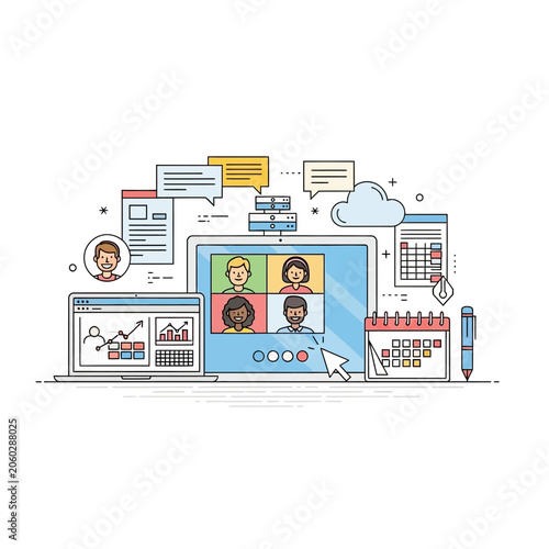 Remote team meeting online collaboration video conference