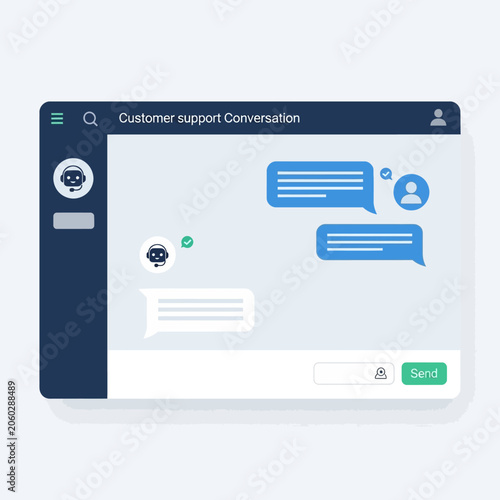 Customer support conversation chat window with chatbot interface