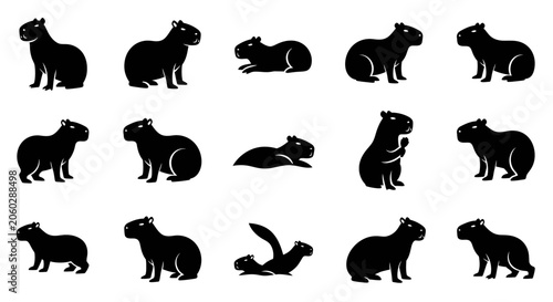 Various guinea pigs are sitting and lying in different positions.