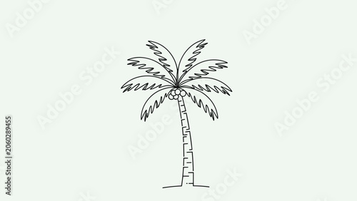 Simple hand-drawn palm tree illustration on a light background representing tropical vacation and summer beach vibes.