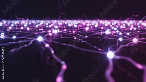 Abstract Futuristic Network of Glowing Lights and Connections