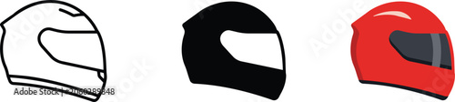 Foto Motorcycle racing helmet in black, and colored red vector graphics and sport pro