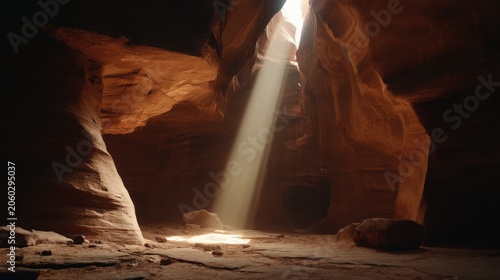 Antelope Canyon Interior Sunbeam on Sandstone Walls