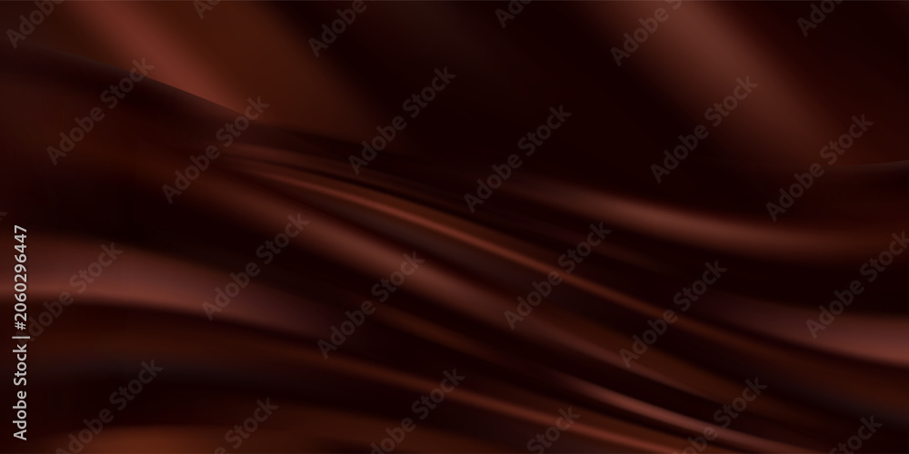 Fototapeta premium Luxury brown satin fabric texture vector. Elegant silky wave background with smooth flowing drapery pattern for rich anniversary graphic, award, and fashion.