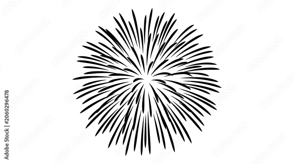 Obraz premium 4th July, Independence day of America. Black explosion burst, dynamic lines, abstract vector icon, decorative element Vector