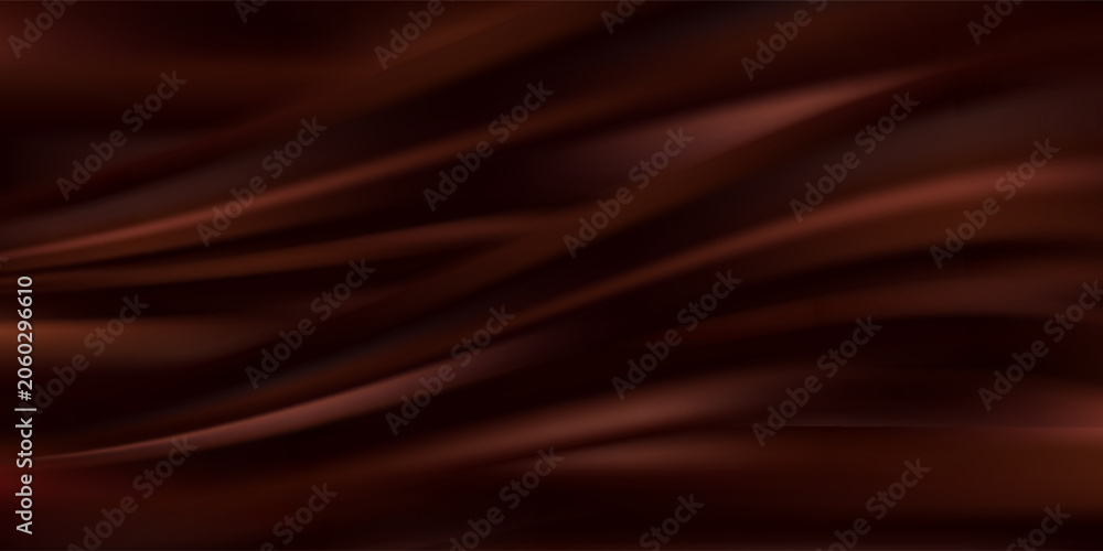 Fototapeta premium Luxury brown silk wave abstract vector background. Elegant satin fabric texture with soft flowing wavy curves for royal wedding invitation or classic event.