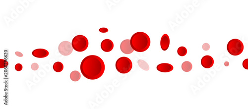 Tableau sur toile An abstract background features red blood cells, also known as erythrocytes, flowing through a white space