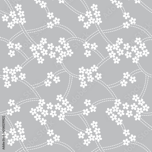 seamless pattern with flowers and ladybugs