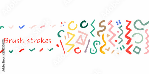 Fotografija Colorful hand painted brush strokes pattern with abstract shapes