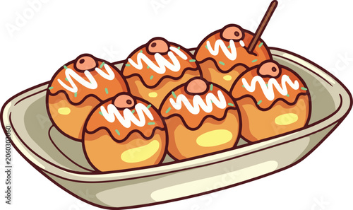 Takoyaki cute simple cartoon vector illustration