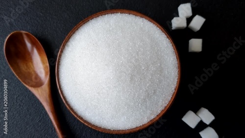 Sweet white sugar as a source of glucose. White sugar as a food background for your design