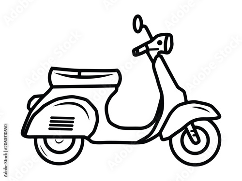Simple line drawing of a classic scooter