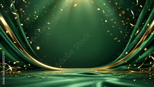 Emerald Gold Confetti Luxury Background
