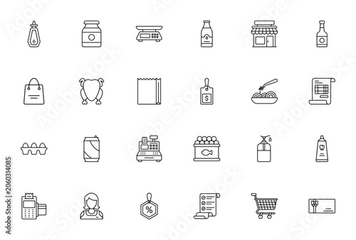 Schilderij op canvas Grocery icon set