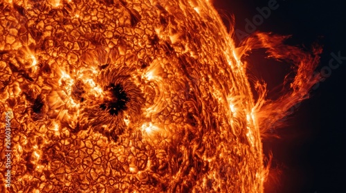 Stunning Close-Up of a Fiery Solar Surface with Prominences