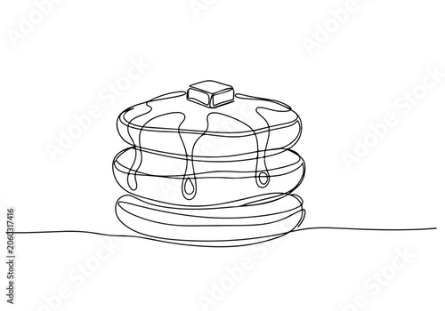 Stack Of Pancakes With Butter On Top Illustration.