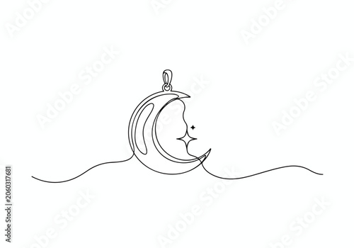 Whimsical Genie Lamp Outline Vector Illustration Drawing.