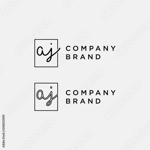 Elegant AJ Script square Logo Design Vector Monogram Signature Corporate Branding Identity Template