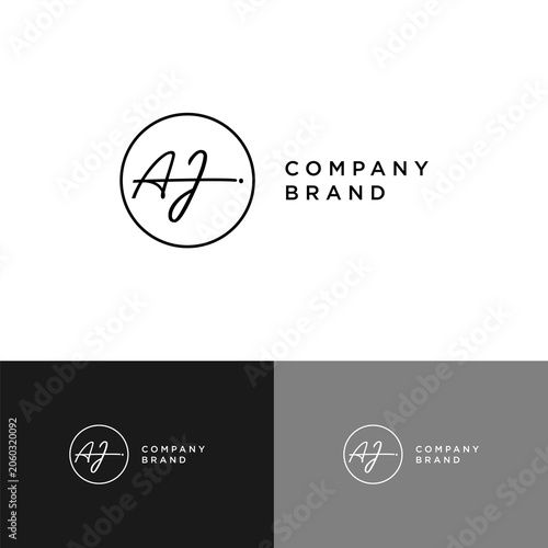 Circular initial AJ script Signature Logo Design Vector Elegant Monogram Company Branding Identity Icon
