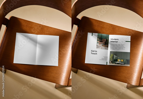 Mockup Of Customized Bi-Fold Open Leaflet