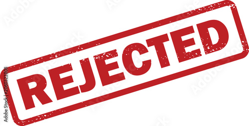 Tableau sur toile Powerful red rubber stamp with word REJECTED signifying an outright refusal or d