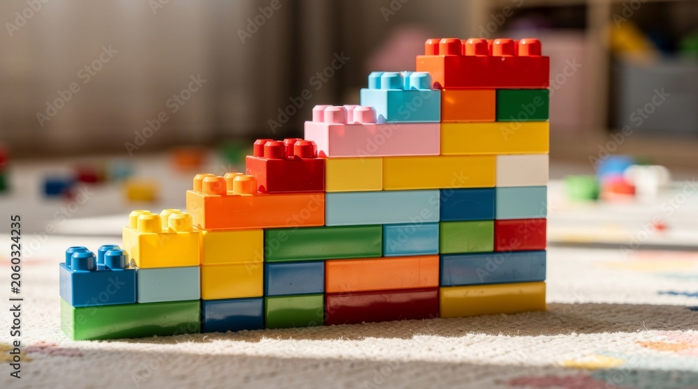 Naklejka premium Colorful Toy Blocks Building a Stacked Structure