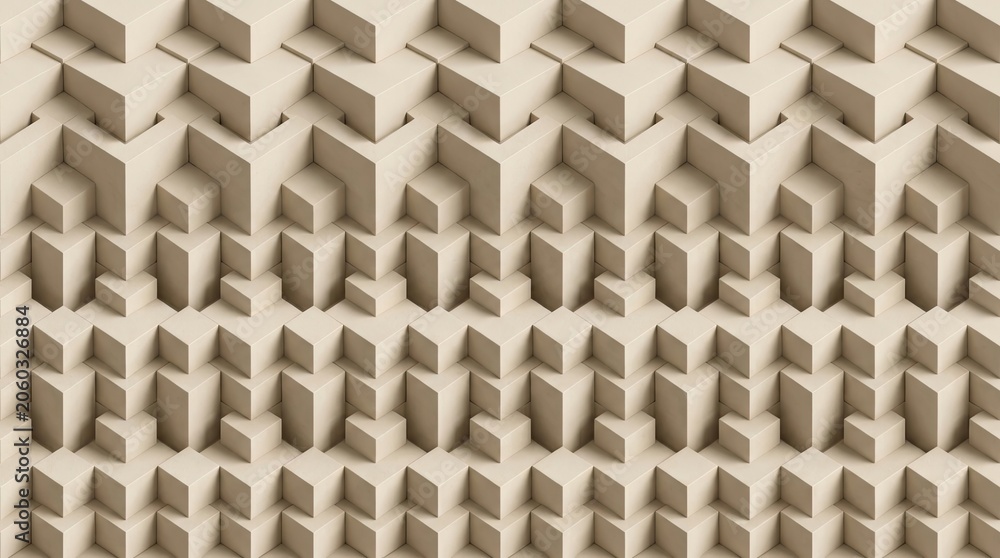 Obraz premium Geometric pattern of rectangular blocks in beige color