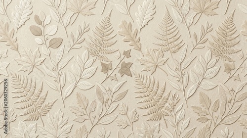 Intricate botanical seamless pattern with fern leaves and fronds