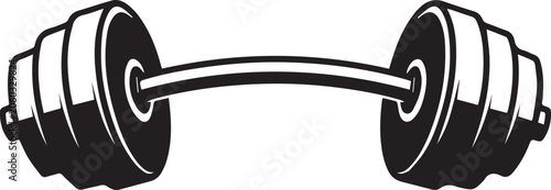 Curved barbell with weighted plates against a white background for fitness and strength training concept
