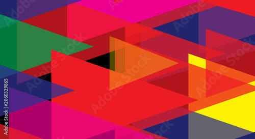 Abstract Colorful Geometric Background with Vibrant Red Blue Green and Yellow Shapes, Modern Polygonal Pattern
