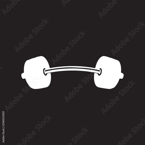 Simple barbell silhouette on black background for fitness and weightlifting concepts