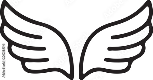 Stylized Angel Wings Outline with Clean Background Symbolizing Freedom and Spirituality