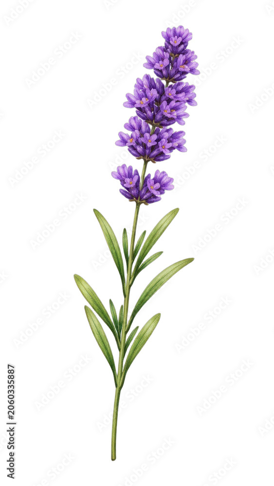 Fototapeta premium PNG Elegant lavender botanical illustration.