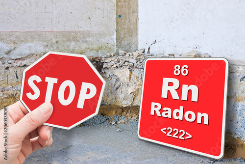 Obraz na płótnie Stop Radon gas concept with a preparatory stage for the construction of a ventilated crawl space in an old building against against the danger of radon gas