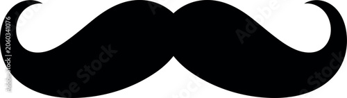 Valokuva Minimalist black handlebar mustache icon showing elegant vintage flair on a bright white flat background with no shadows