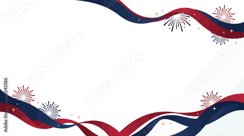 4th July Patriotic Background Design with Red, White, and Blue Colors